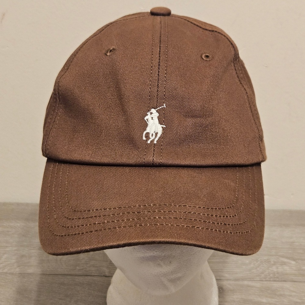 Polo Ralph Lauren Mens Brown Cotton Twill Adjustable Baseball Cap Hat Pony Logo